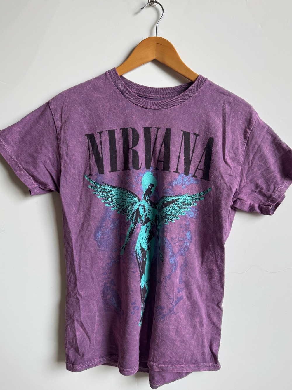 NIRVANA Purple Tee with Teal Angel Graphic